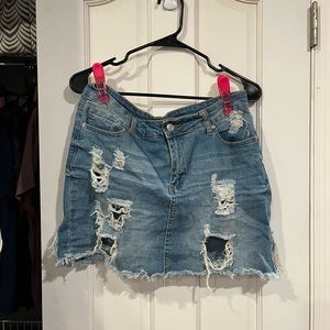 Jean skirt with holes